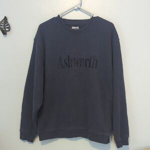 Vintage Ashworth Golf Embroidered Crew Neck Sweater in Navy Blue Size Medium M